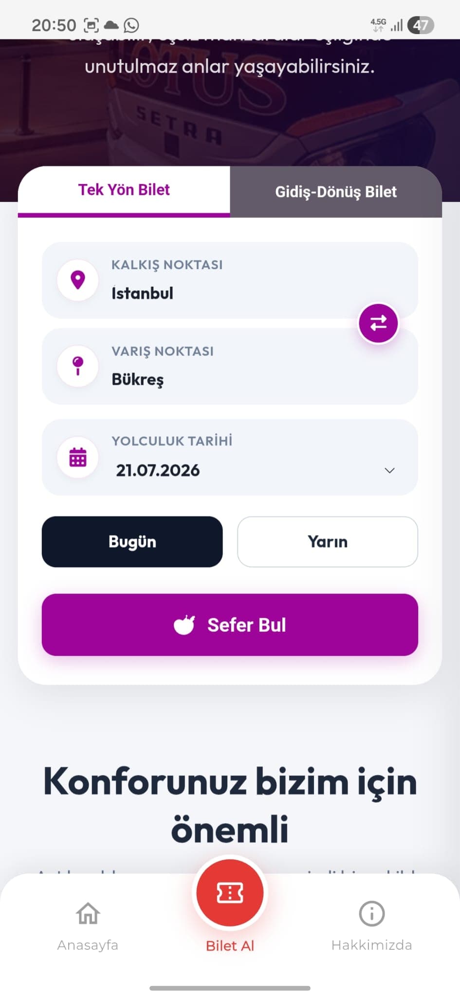 Lotus Tour Mobil Uygulaması — 2